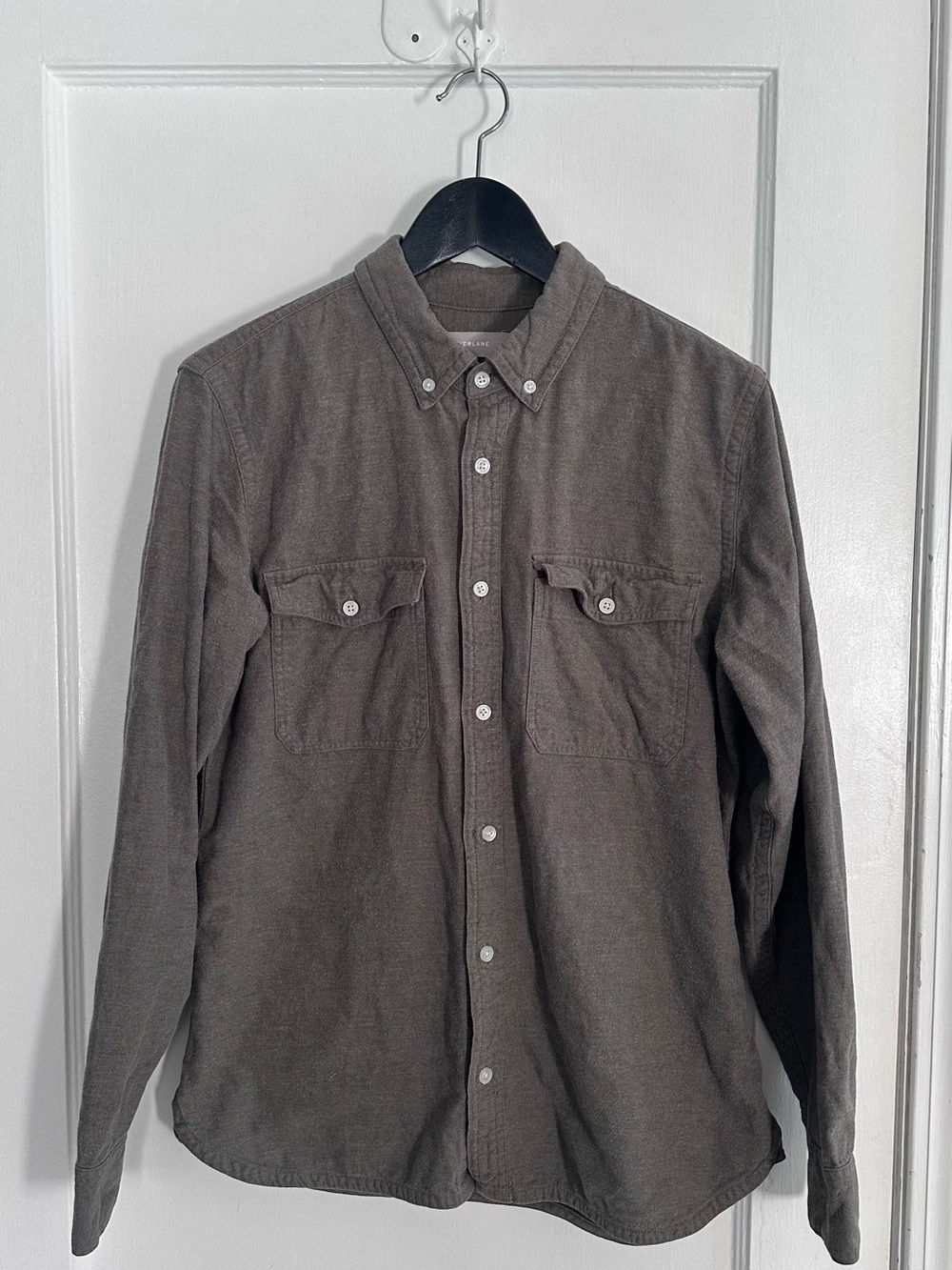 Everlane Olive Gray Flannel Button-Down Shirt